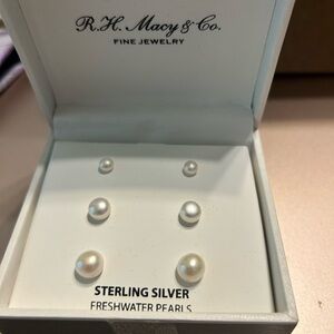 Macy's Sterling Silver Freshwater Pearl Earrings Set